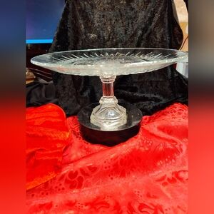 Vintage Cut Glass Pedestal Cake Stand